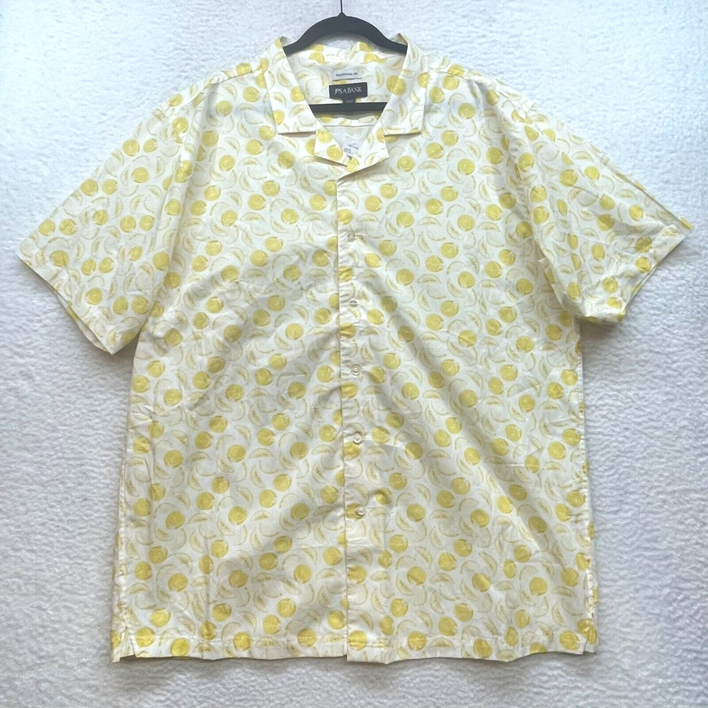 Jos A Bank Shirt Mens XXL Tall Yellow Lemon All Over Print Button Down Casual